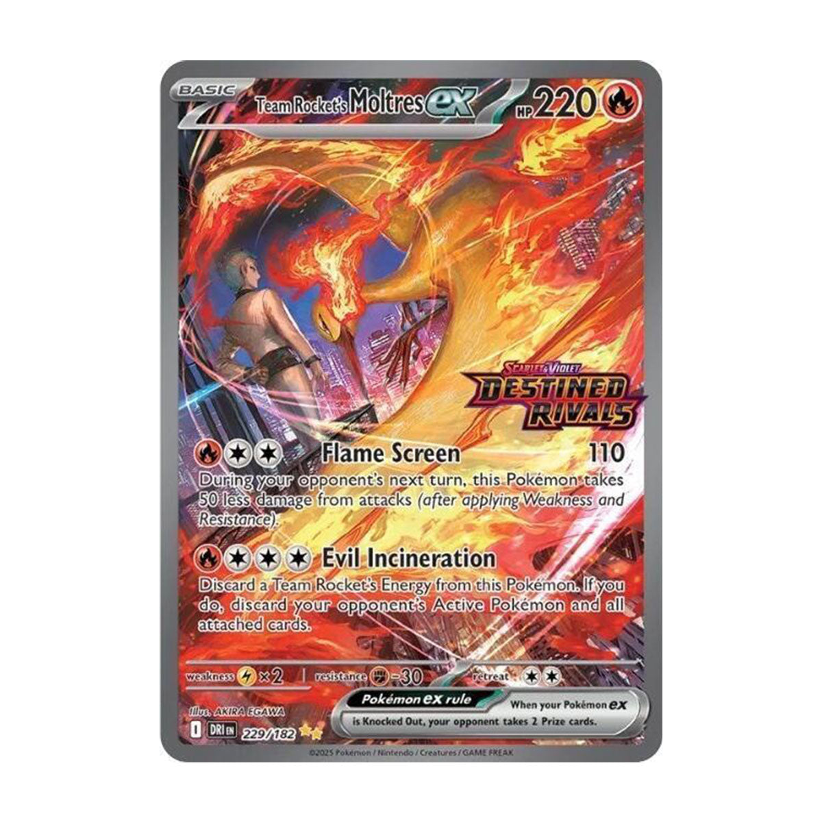Team Rocket's Moltres EX 229/182 - Scarlet & Violet - Destined Rivals - Special Illustration Rare (Stamped)