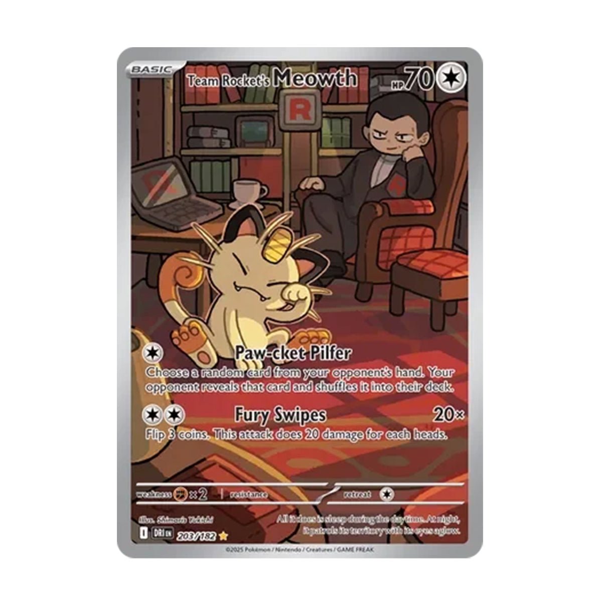 Team Rocket's Meowth 203/182 - Scarlet & Violet - Destined Rivals - Illustration Rare