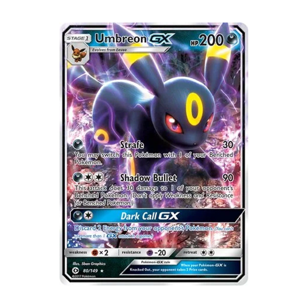 Umbreon GX 80/149 - Sun & Moon - Base - Rare Holo GX