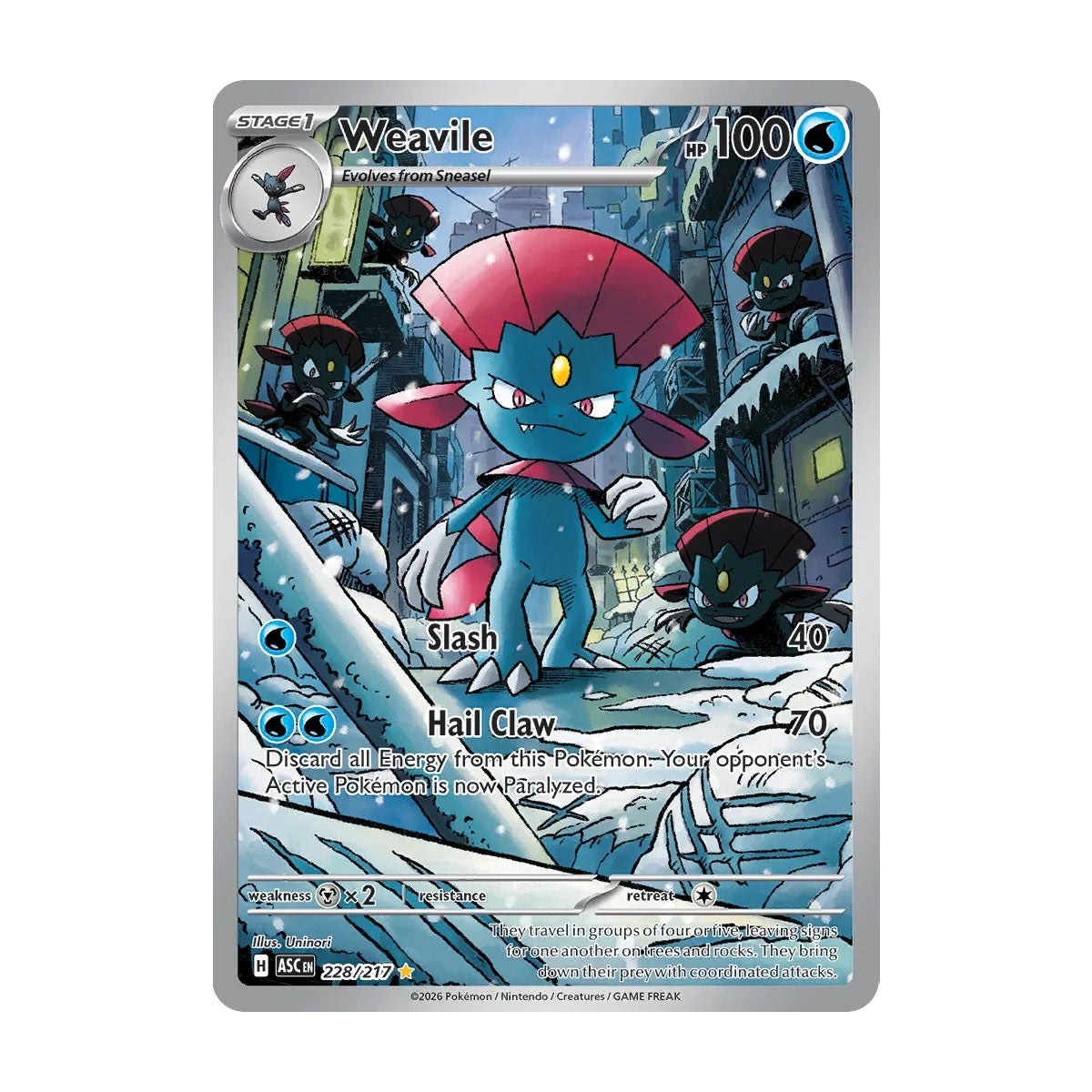 Weavile 228/217 - Mega Evolution - Ascended Heroes - Illustration Rare