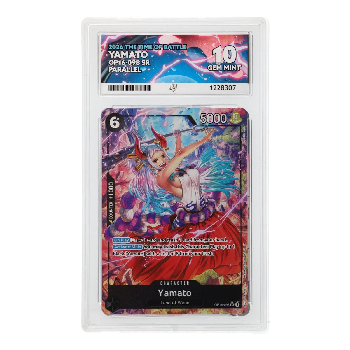 One Piece - The Time of Battle - Yamato - OP16-098 Alt Art (ACE 10 Art Label Graded Slab)