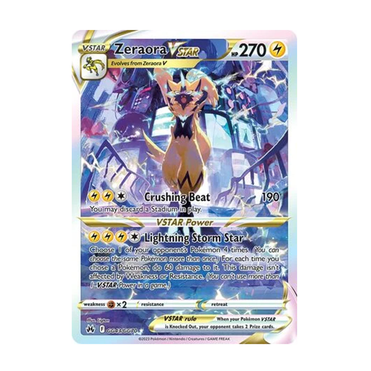 Zeraora VSTAR GG43/GG70 - Sword & Shield - Crown Zenith - Holo Rare VSTAR