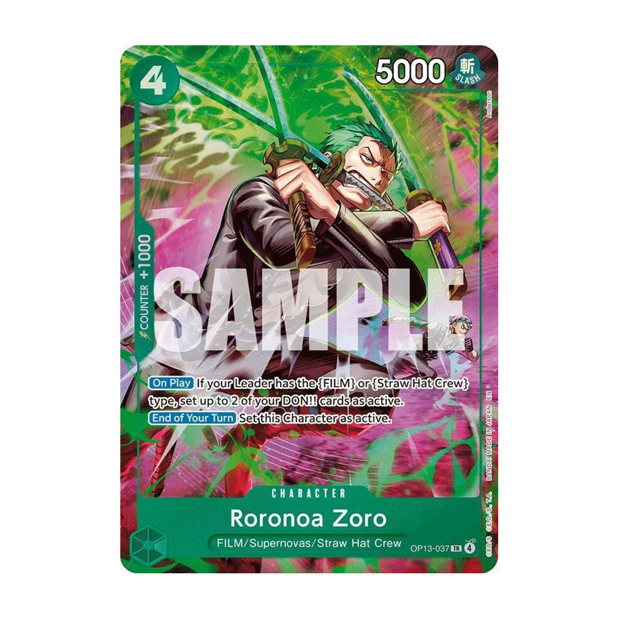 Roronoa Zoro OP13-037 - OP13 - Carrying On His Will - Treasure Rare