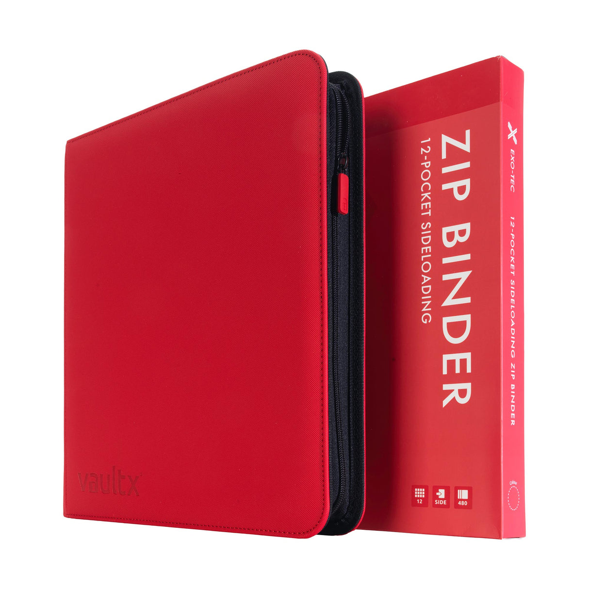 Vault X - 12-Pocket Exo-Tec® - Zip Binder - Red - JET Cards