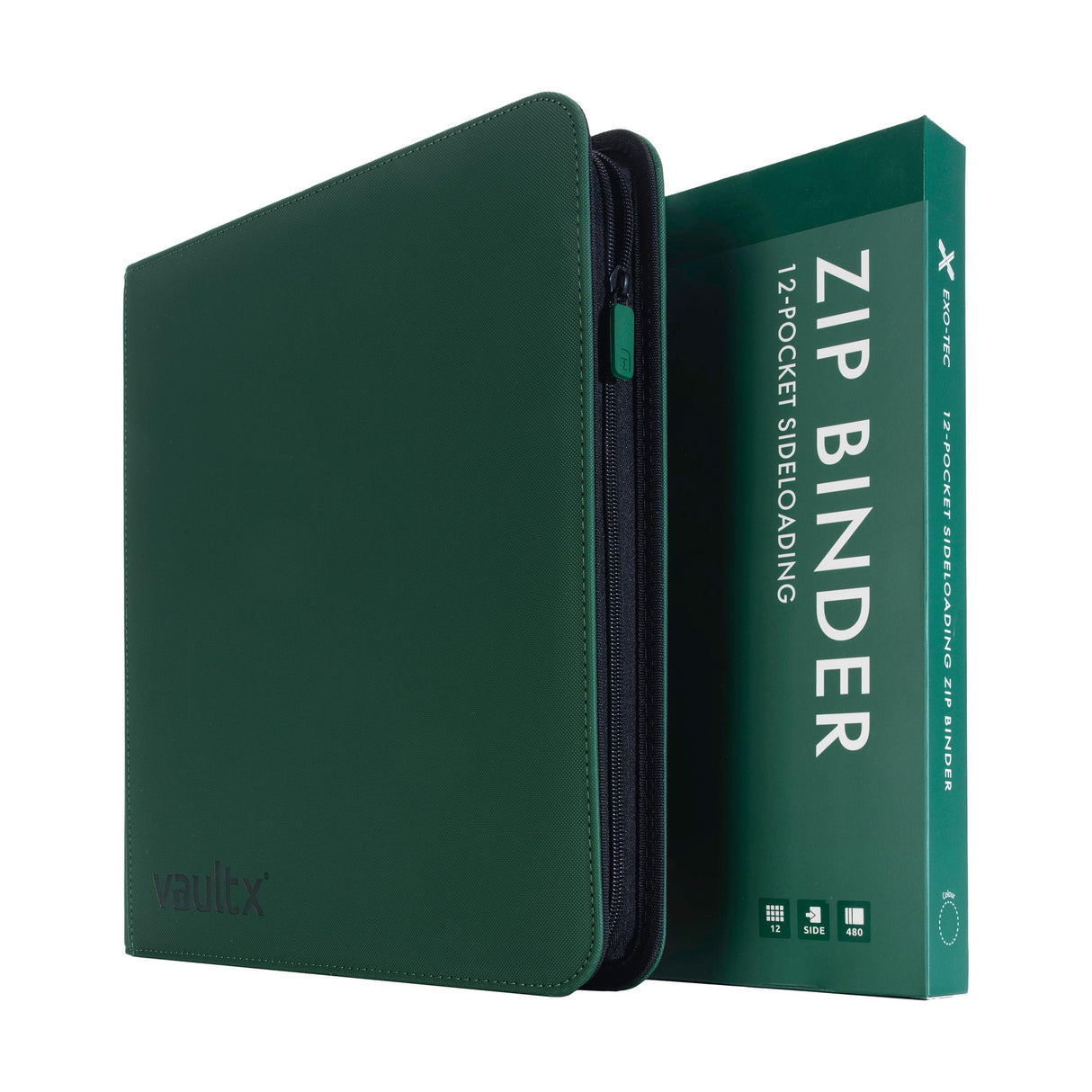 Vault X - 12-Pocket Exo-Tec® - Zip Binder - Green - JET Cards