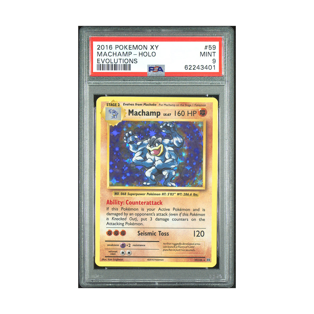 Pokemon - XY Evolutions - Machamp - 59/108 (PSA 9 Graded Slab) - JET Cards