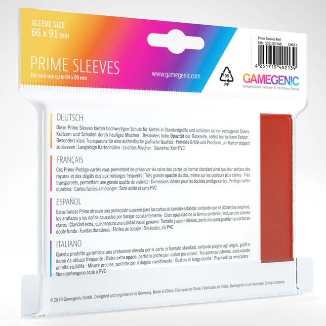 Gamegenic - Prime Sleeves 100 Red - JET Cards