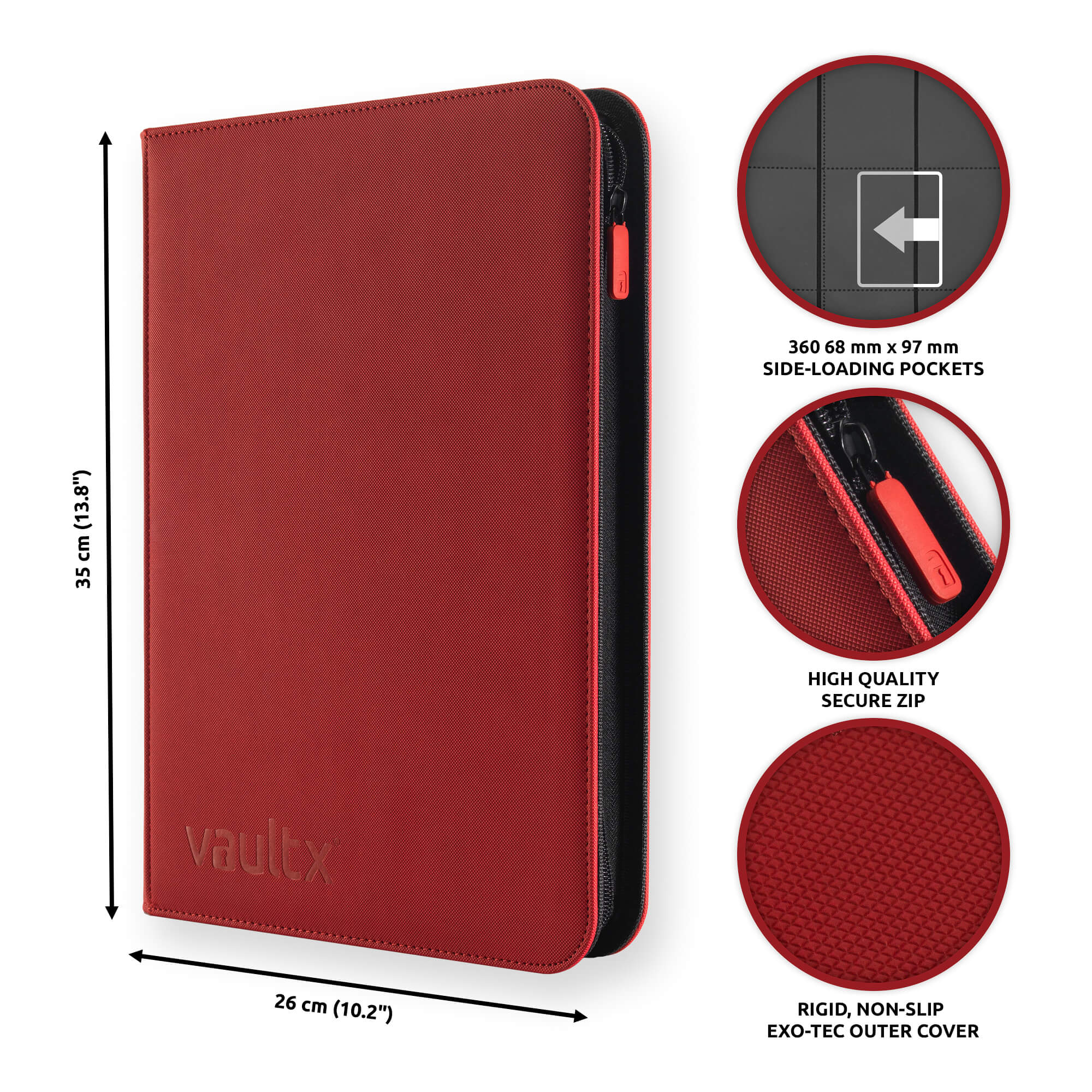 Vault X - 9-Pocket Exo-Tec® - Zip Binder - Red