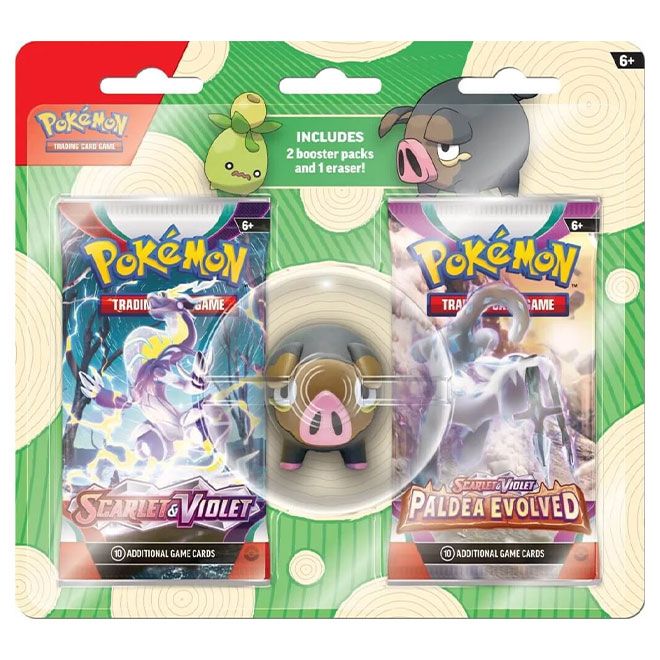Pokemon - Back To School Eraser & 2 Pack Blister - Lechonk - JET Cards