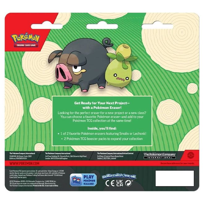 Pokemon - Back To School Eraser & 2 Pack Blister - Smoliv - JET Cards