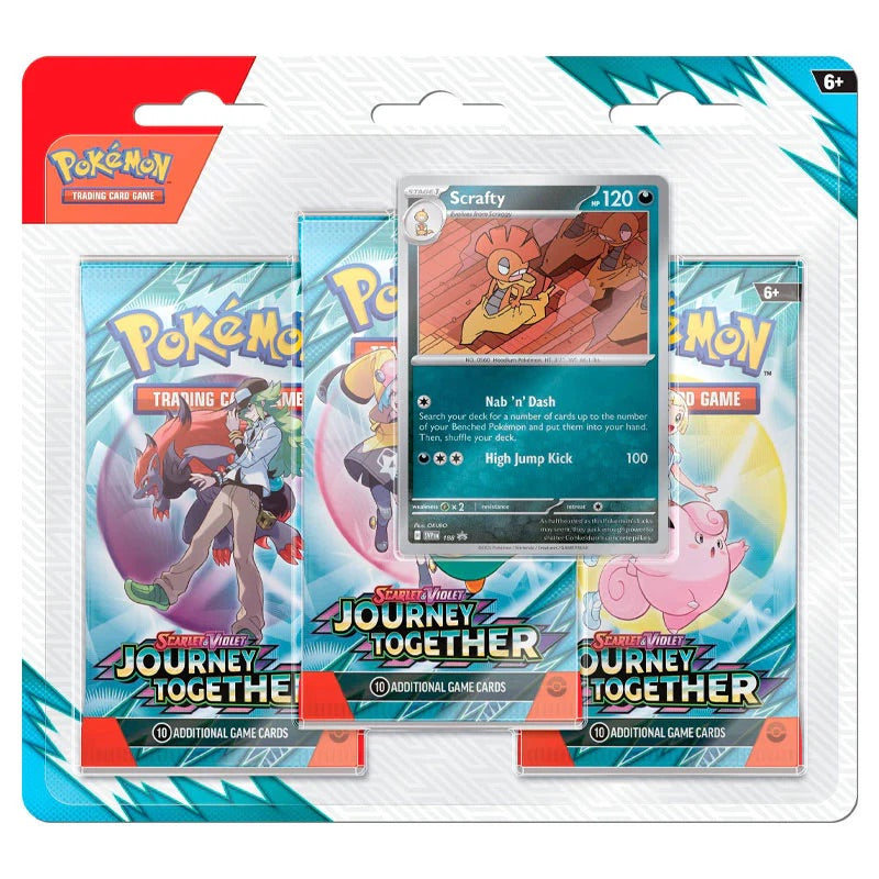 Pokemon - Scarlet & Violet - Journey Together - 3 Pack Blister - Scrafty - JET Cards