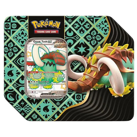 Pokemon - Scarlet & Violet - Paldean Fates - 7" Tin - Shiny Great Tusk Ex - JET Cards