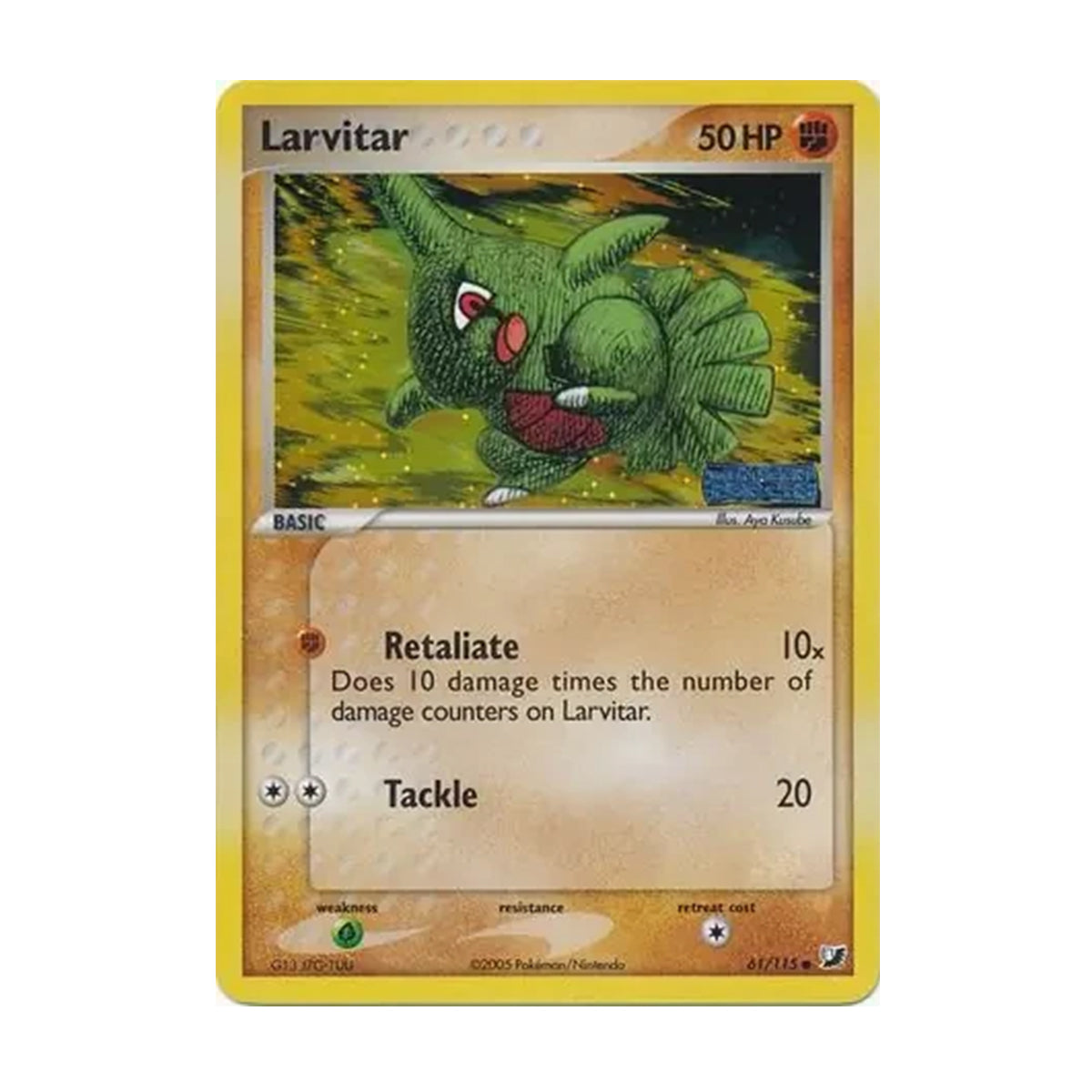 Larvitar 61/115 - EX Unseen Forces - Reverse Holo Stamped