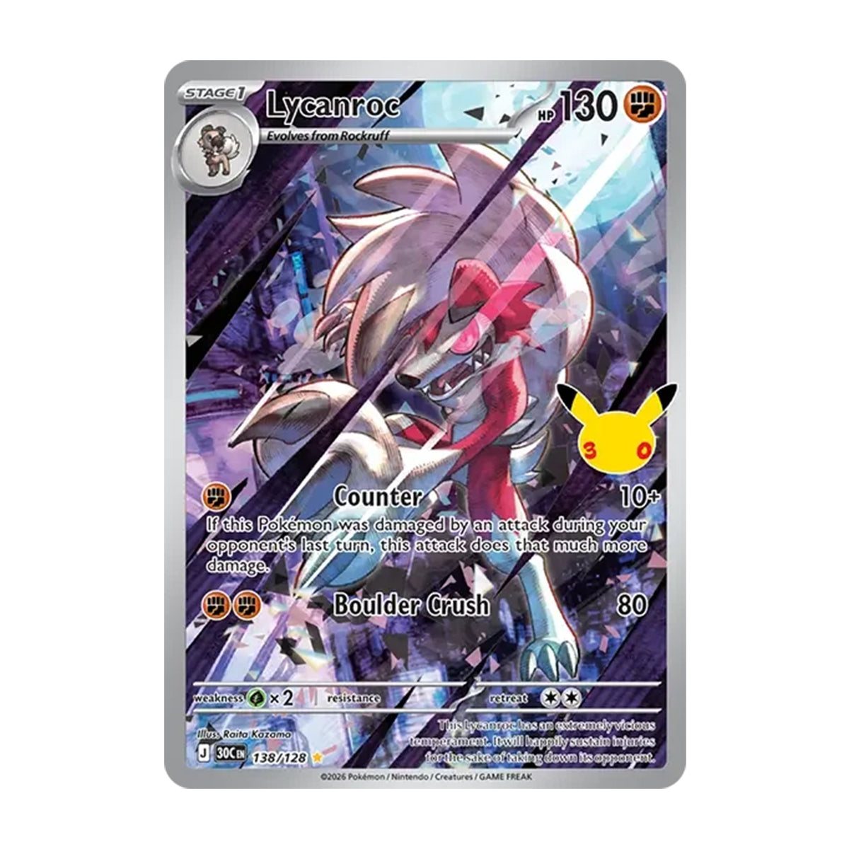 Lycanroc 138/128 - Mega Evolution - 30th Celebration - Illustration Rare