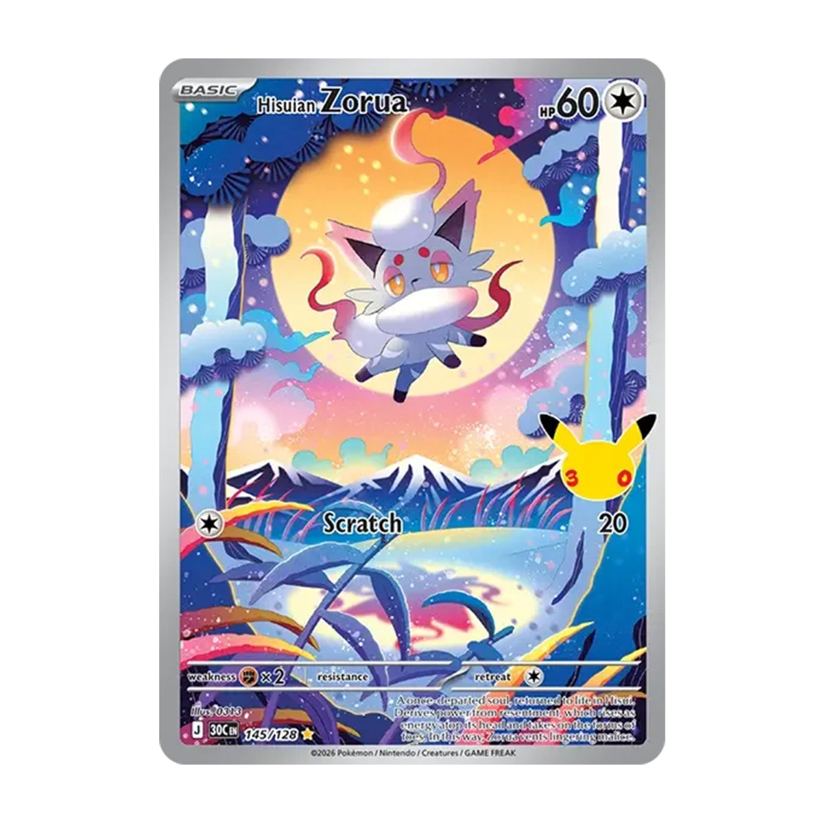 Hisuian Zoroa 145/128 - Mega Evolution - 30th Celebration - Illustration Rare