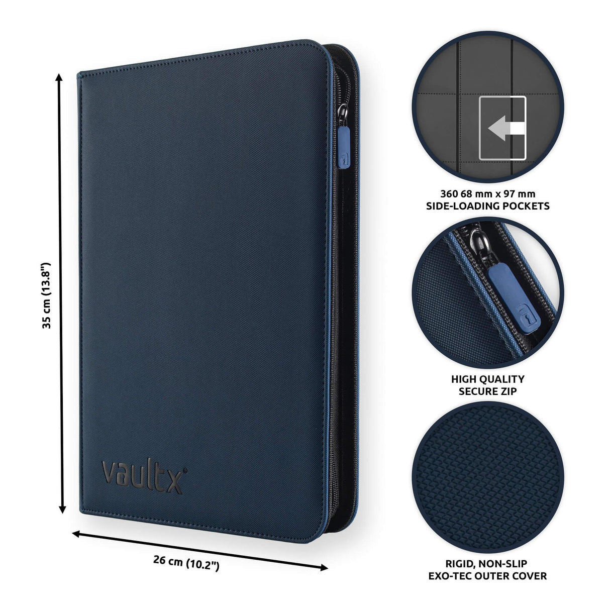 Vault X - 9-Pocket Exo-Tec® - Zip Binder - Blue - JET Cards