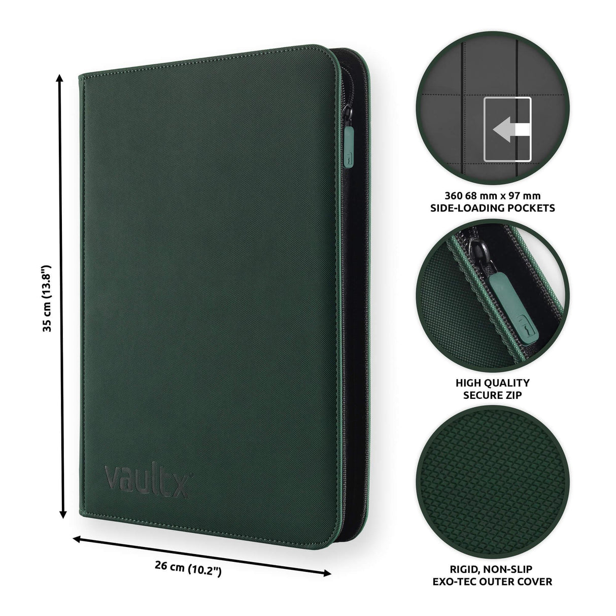 Vault X - 9-Pocket Exo-Tec® - Zip Binder - Green - JET Cards