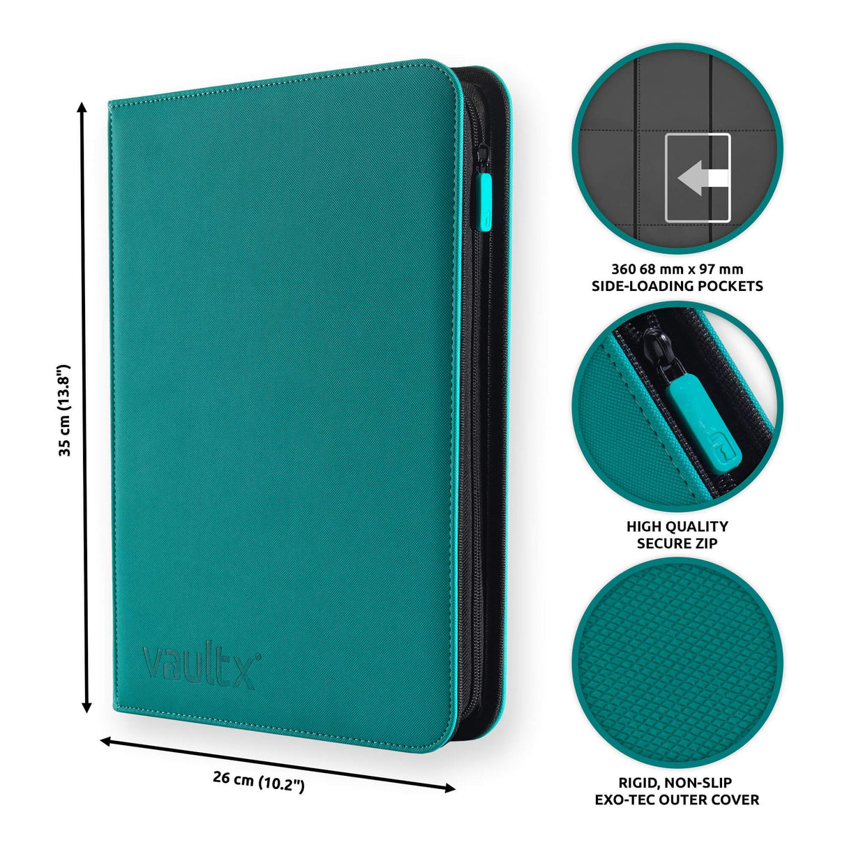 Vault X - 9-Pocket Exo-Tec® - Zip Binder - Teal - JET Cards