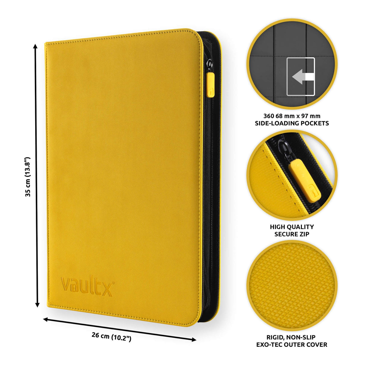 Vault X - 9-Pocket Exo-Tec® - Zip Binder - Yellow - JET Cards