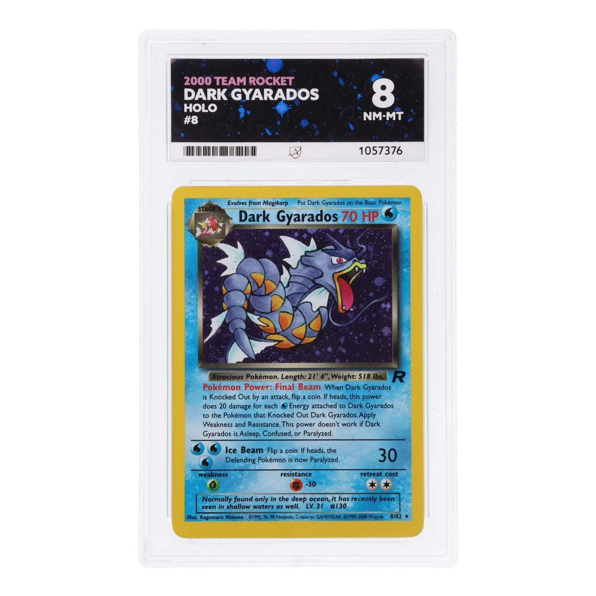 Pokemon - Team Rocket - Dark Gyarados - 8/82 (ACE 8 Art Label Graded Slab)