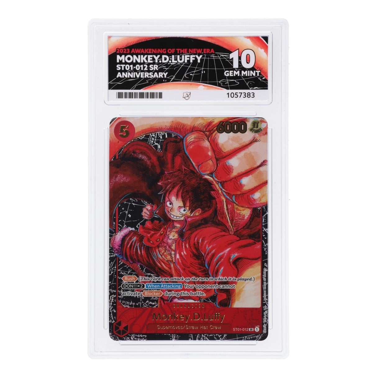 One Piece - Awakening of The New Era - Monkey.D.Luffy - ST01-012 (ACE 10 Art Label Graded Slab)