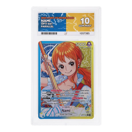 One Piece - A Fist of Divine Speed - Nami - OP11-041 (ACE 10 Art Label Graded Slab) - JET Cards