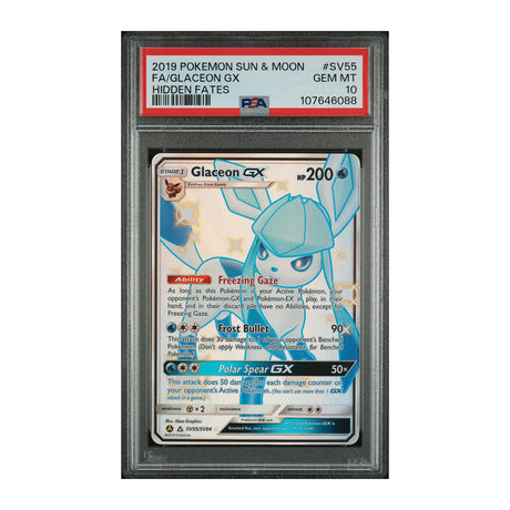 Pokemon - Sun & Moon - Hidden Fates - Glaceon GX - SV55/SV94 (PSA 10 Graded Slab) - JET Cards