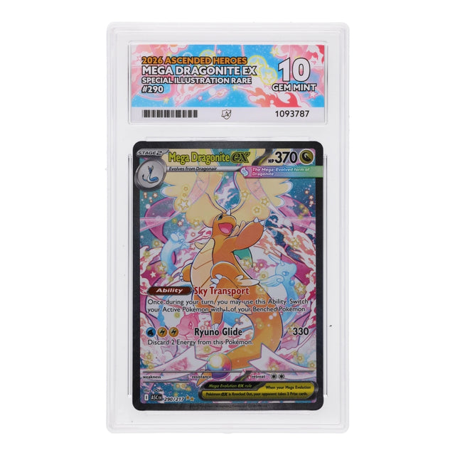 Pokemon - Mega Evolution - Ascended Heroes - Mega Dragonite ex - 290/217 (ACE 10 Art Label Graded Slab) - JET Cards