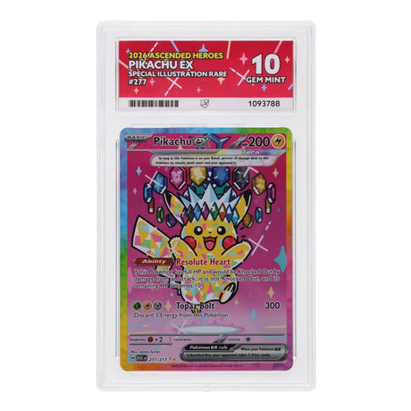 Pokemon - Mega Evolution - Ascended Heroes - Pikachu ex - 277/217 (ACE 10 Art Label Graded Slab) - JET Cards