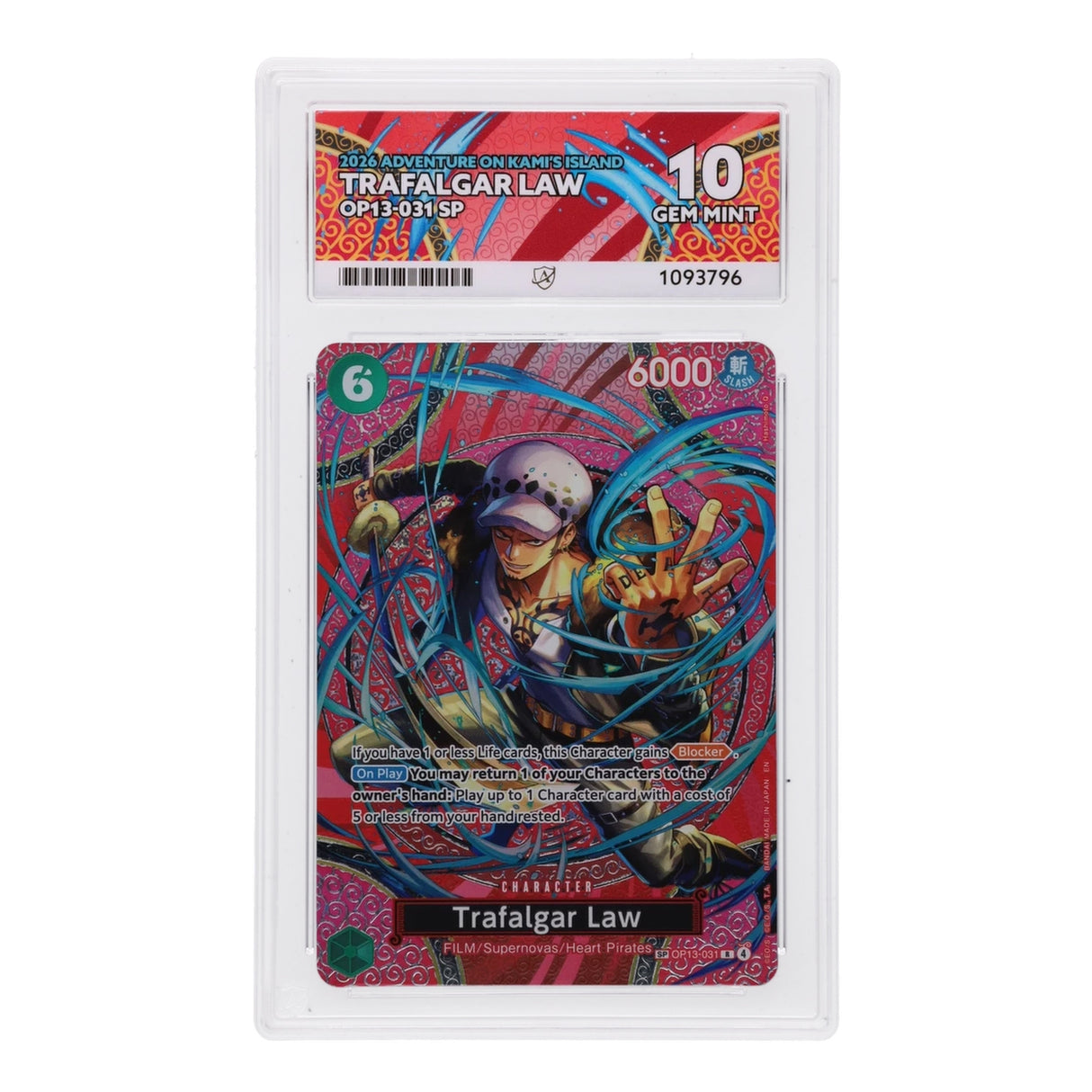 One Piece - Adventure on Kami's Island - Trafalgar Law - OP13-031 SP (ACE 10 Art Label Graded Slab) - JET Cards