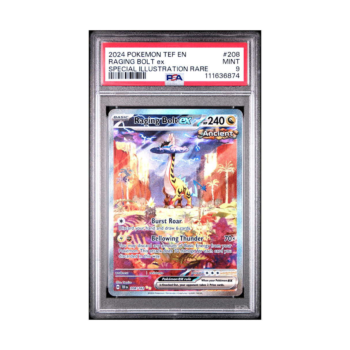 Pokemon - Scarlet & Violet - Temporal Forces - Raging Bolt ex - 208/162 (PSA 9 Graded Slab) - JET Cards