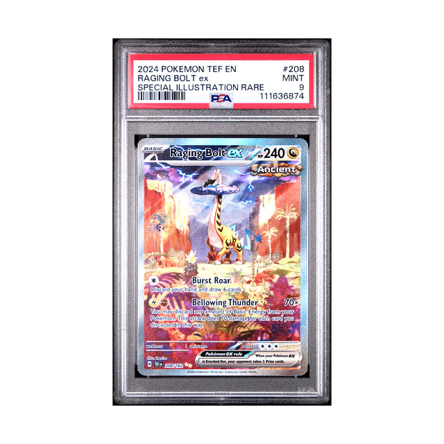 Pokemon - Scarlet & Violet - Temporal Forces - Raging Bolt ex - 208/162 (PSA 9 Graded Slab) - JET Cards