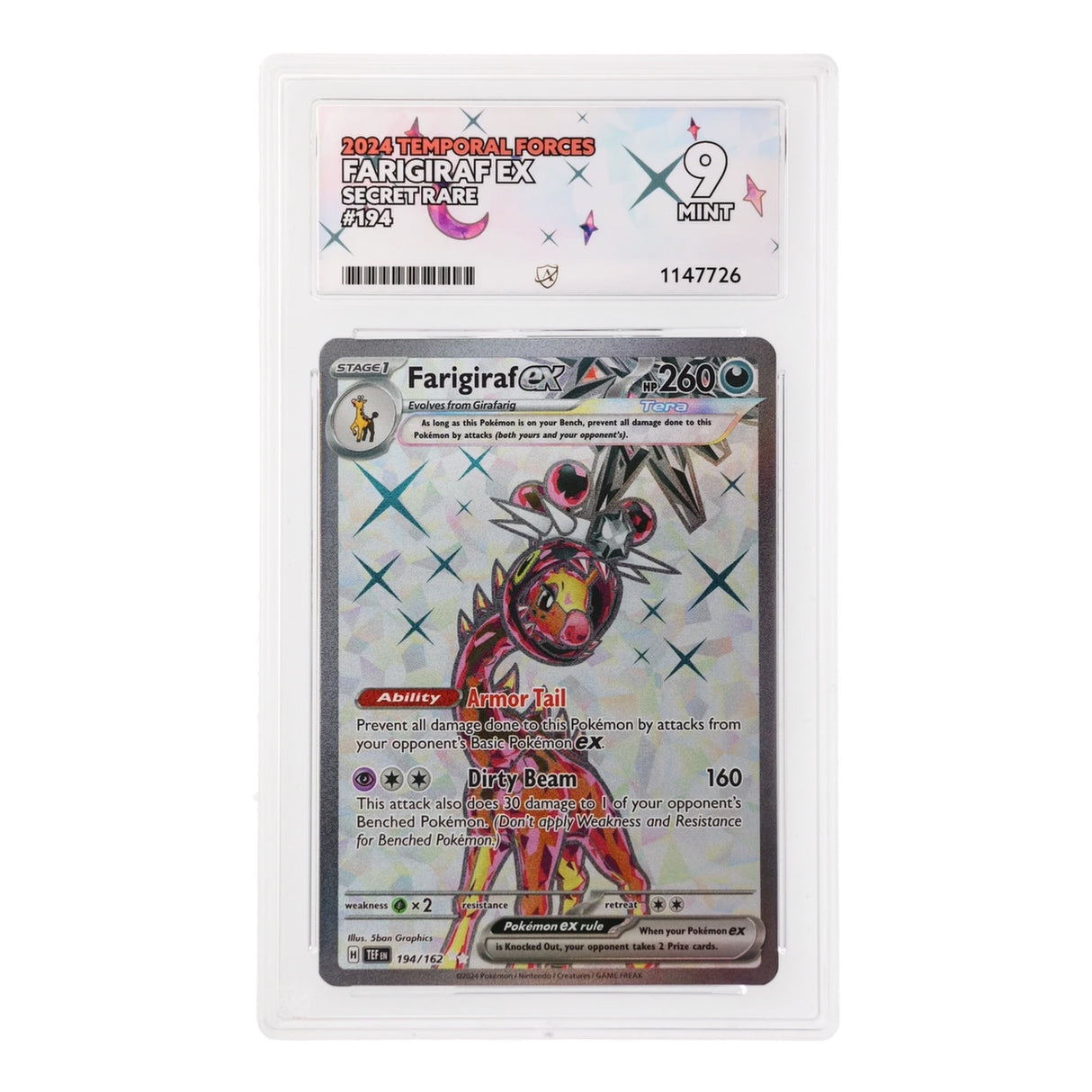 Pokemon - Scarlet & Violet - Temporal Forces - Farigiraf ex - 194/162 (ACE 9 Art Label Graded Slab) - JET Cards