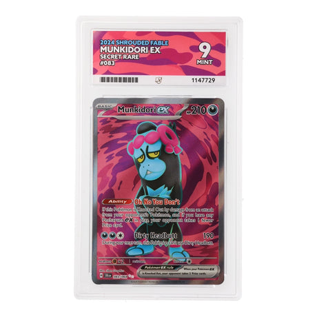 Pokemon - Scarlet & Violet - Shrouded Fable - Munkidori ex - 083/064 (ACE 9 Art Label Graded Slab) - JET Cards