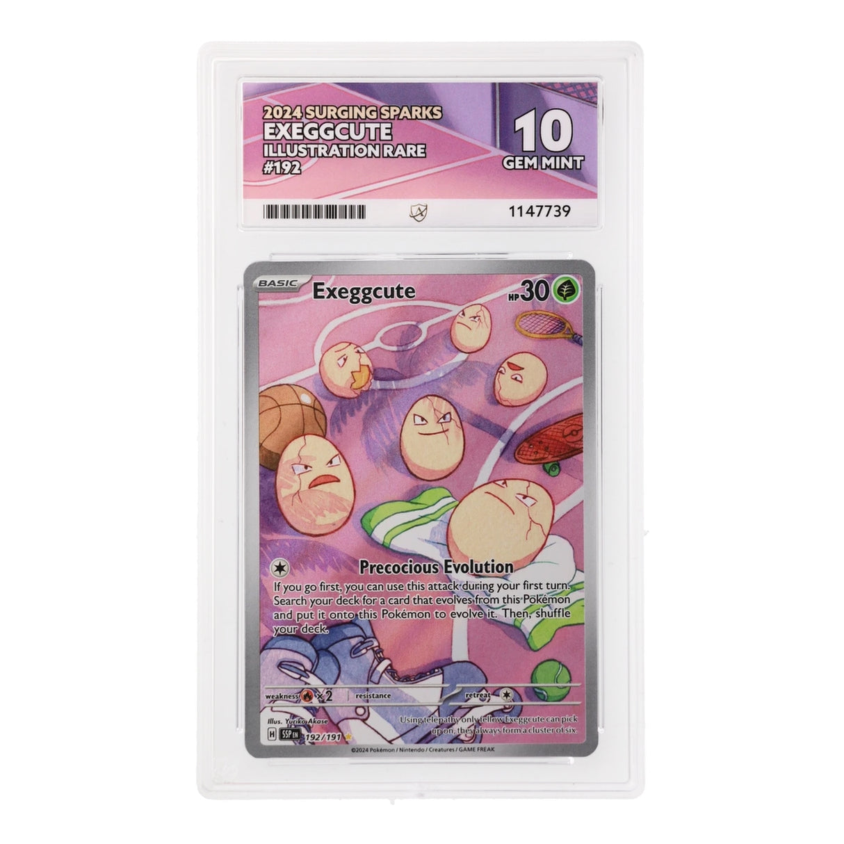 Pokemon - Scarlet & Violet - Surging Sparks - Exeggcute - 192/191 (ACE 10 Art Label Graded Slab) - JET Cards