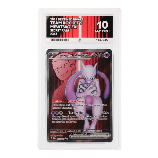 Pokemon - Scarlet & Violet - Destined Rivals - Team Rocket's Mewtwo ex - 213/182 (ACE 10 Art Label Graded Slab) - JET Cards