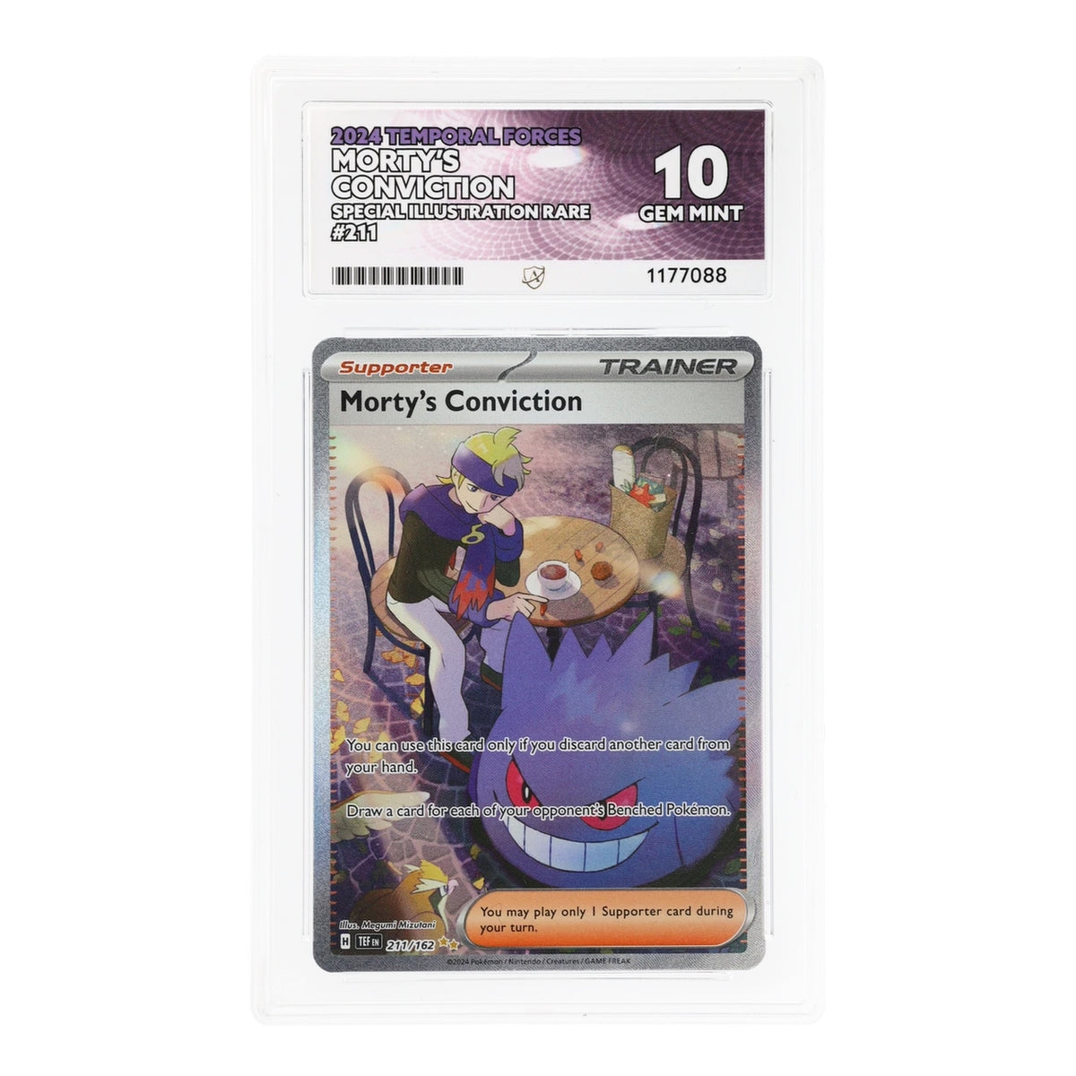 Pokemon - Scarlet & Violet - Temporal Forces - Morty's Conviction - 211/162 (ACE 10 Art Label Graded Slab)