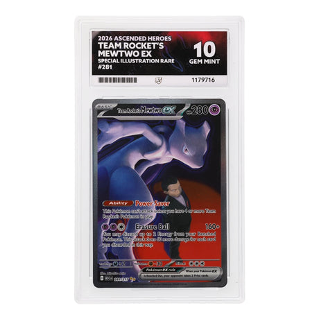 Pokemon - Mega Evolution - Ascended Heroes - Team Rocket's Mewtwo ex - 281/217 (ACE 10 Art Label Graded Slab) - JET Cards