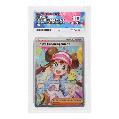 Pokemon - Mega Evolution - Perfect Order - Rosa's Encouragement - 123/088 (ACE 10 Art Label Graded Slab) - JET Cards