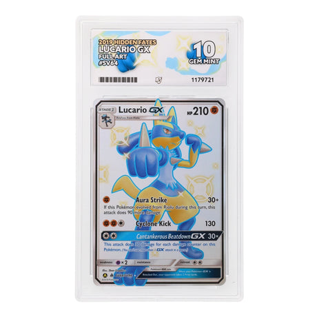 Pokemon - Sun & Moon - Hidden Fates - Lucario GX - SV64/SV94 (ACE 10 Art Label Graded Slab) - JET Cards