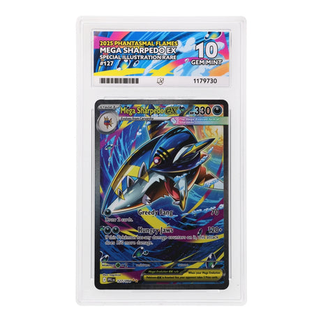 Pokemon - Mega Evolution - Phantasmal Flames - Mega Sharpedo ex - 127/094 (ACE 10 Art Label Graded Slab) - JET Cards