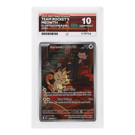 Pokemon - Scarlet & Violet - Destined Rivals - Team Rocket's Meowth - 203/182 (ACE 10 Art Label Graded Slab) - JET Cards