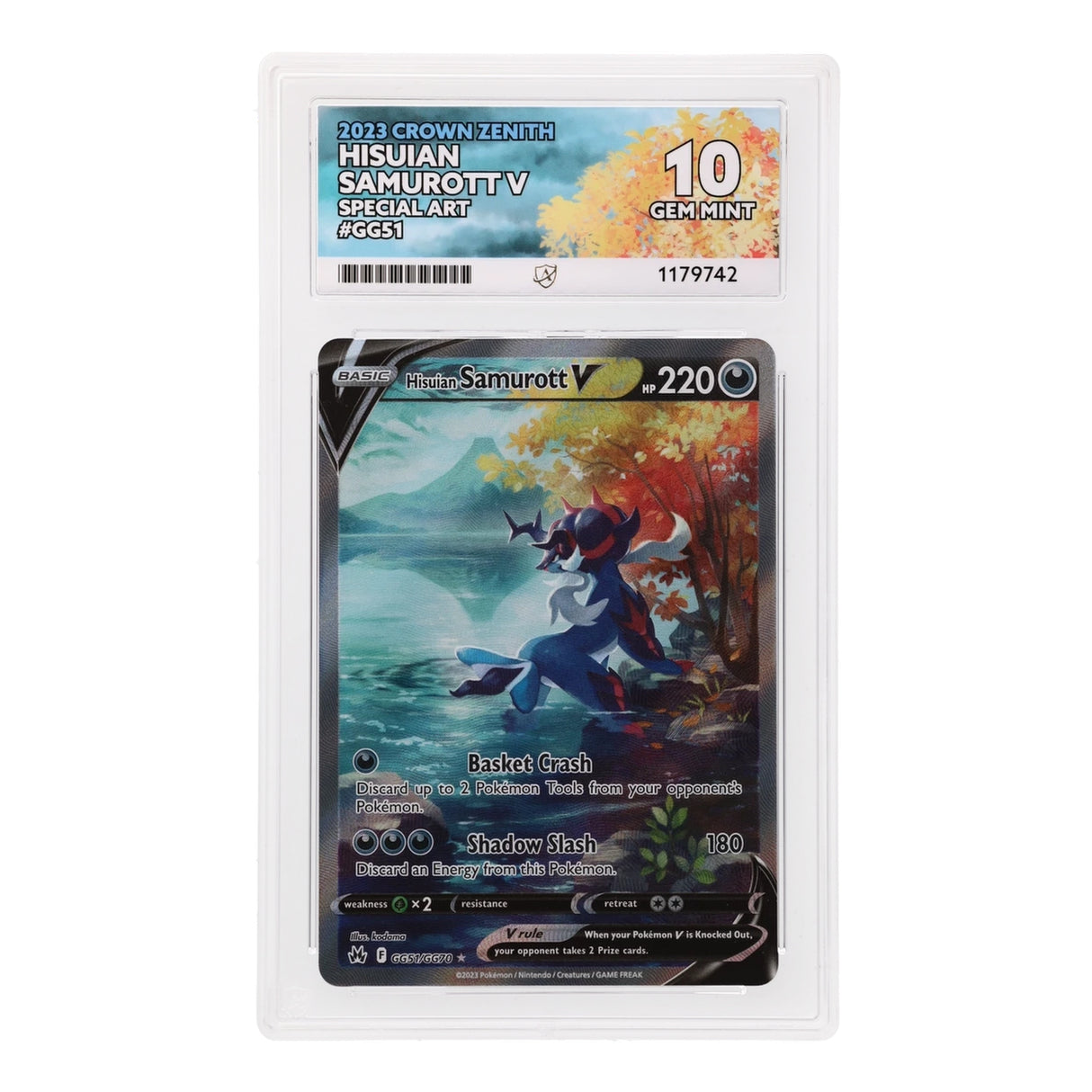 Pokemon - Sword & Shield - Crown Zenith - Hisuian Samurott V - GG51/GG70 (ACE 10 Art Label Graded Slab) - JET Cards