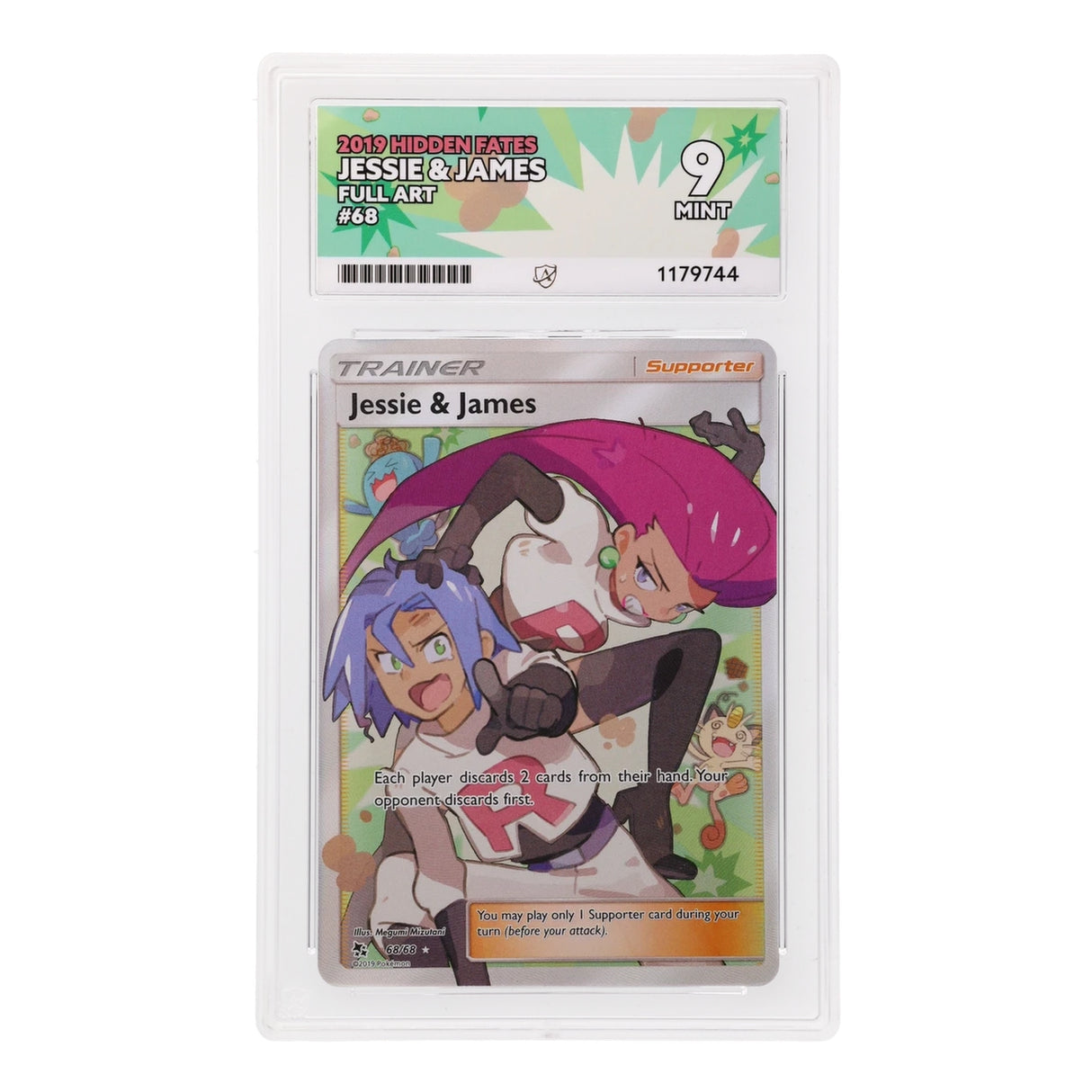 Pokemon - Sun & Moon - Hidden Fates - Jessie & James - 68/68 (ACE 9 Art Label Graded Slab) - JET Cards