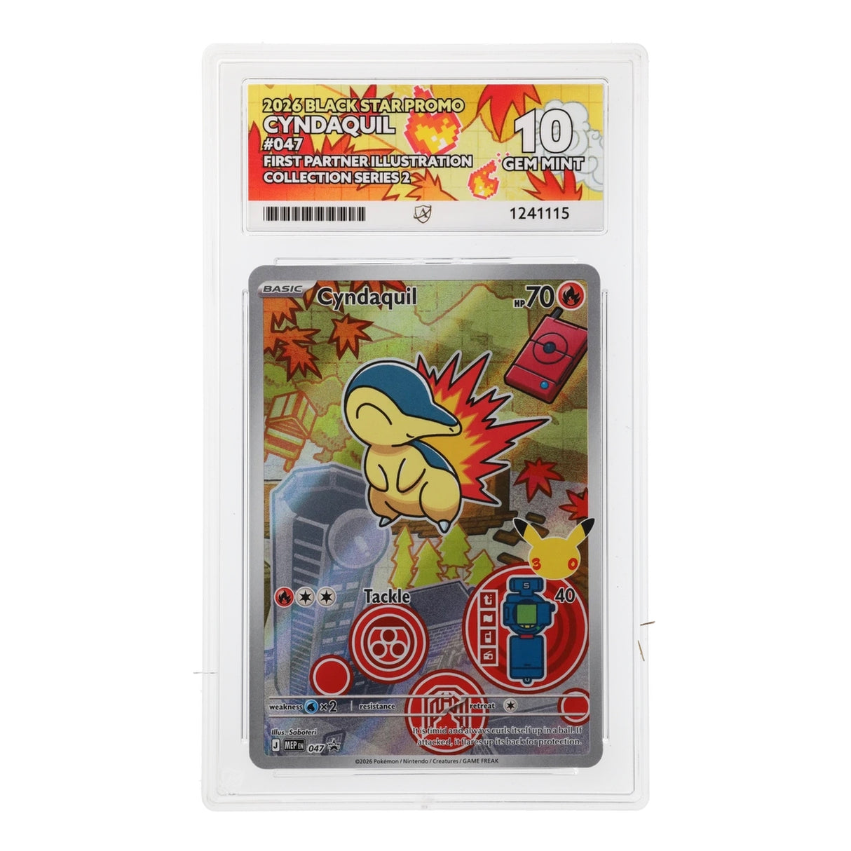Pokemon - Mega Evolution - Promo - Cyndaquil - 047 (ACE 10 Art Label Graded Slab)