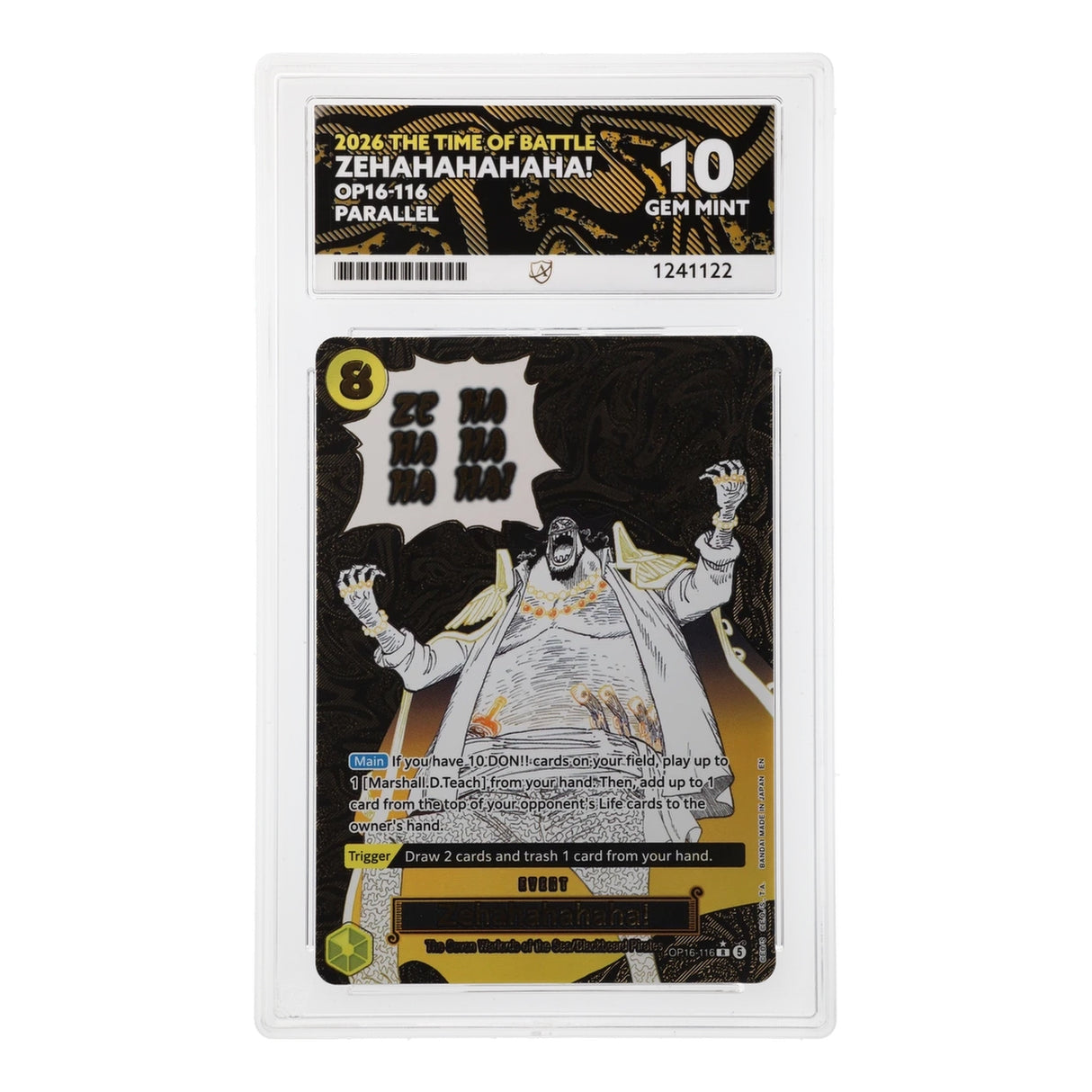 One Piece - The Time of Battle - Zehahahahaha! - OP16-116 (ACE 10 Art Label Graded Slab)