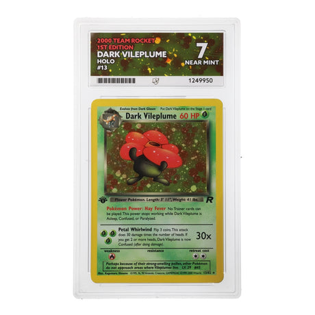 Pokemon - Team Rocket - 1st Edition - Dark Vileplume - 13/82 (ACE 7 Art Label Graded Slab) - JET Cards