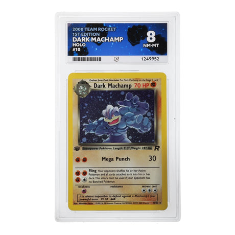 Pokemon - Team Rocket - 1st Edition - Dark Machamp - 10/82 (ACE 8 Art Label Graded Slab) - JET Cards
