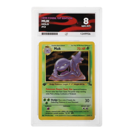 Pokemon - Fossil - 1st Edition - Muk - 13/62 (ACE 8 Art Label Graded Slab) - JET Cards