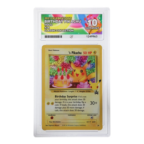 Pokemon - Sword & Shield - Celebrations - Birthday Pikachu - 24 (ACE 10 Art Label Graded Slab) - JET Cards